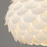 Modern Round White Fish Scale LED Pendant Light with Three Step Dimming Nordic Hanging Lamp