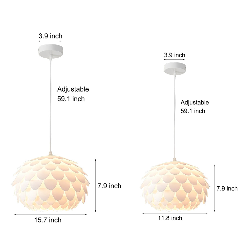Modern Round White Fish Scale LED Pendant Light with Three Step Dimming Nordic Hanging Lamp