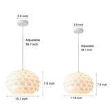 Modern Round White Fish Scale LED Pendant Light with Three Step Dimming Nordic Hanging Lamp
