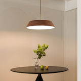 Modern Round Wood Grain LED Pendant Light Japanese Style 15 Inch Nordic Hanging Lamp