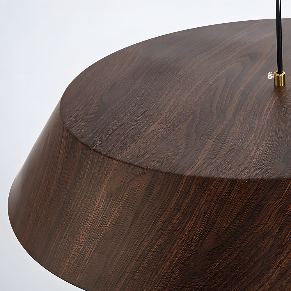 Modern Round Wood Grain LED Pendant Light Japanese Style 15 Inch Nordic Hanging Lamp