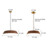 Modern Round Wood Grain LED Pendant Light Japanese Style 15 Inch Nordic Hanging Lamp