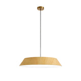Modern Round Wood Grain LED Pendant Light Japanese Style 15 Inch Nordic Hanging Lamp