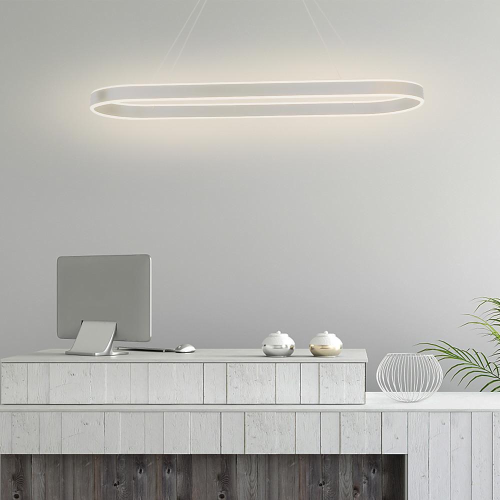 Modern Rounded Rectangle LED Pendant Light Dimmable Chandelier for Dining Room and Living Room