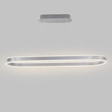 Modern Rounded Rectangle LED Pendant Light Dimmable Chandelier for Dining Room and Living Room