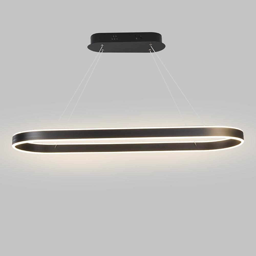 Modern Rounded Rectangle LED Pendant Light Dimmable Chandelier for Dining Room and Living Room