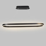 Modern Rounded Rectangle LED Pendant Light Dimmable Chandelier for Dining Room and Living Room