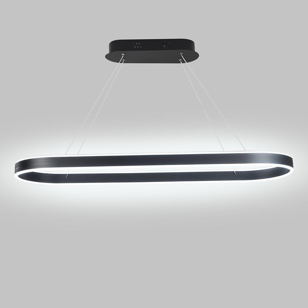 Modern Rounded Rectangle LED Pendant Light Dimmable Chandelier for Dining Room and Living Room