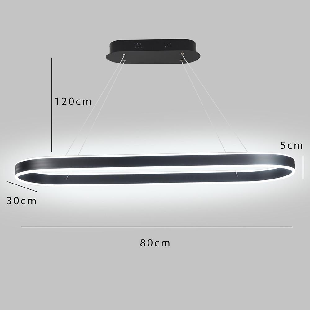 Modern Rounded Rectangle LED Pendant Light Dimmable Chandelier for Dining Room and Living Room