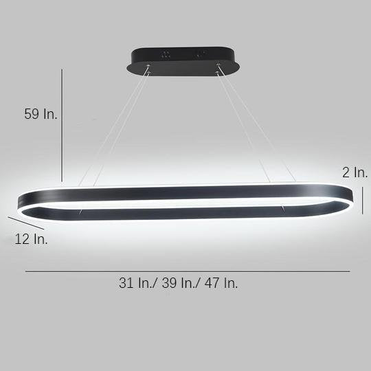Modern Rounded Rectangle LED Pendant Light Dimmable Chandelier for Dining Room and Living Room