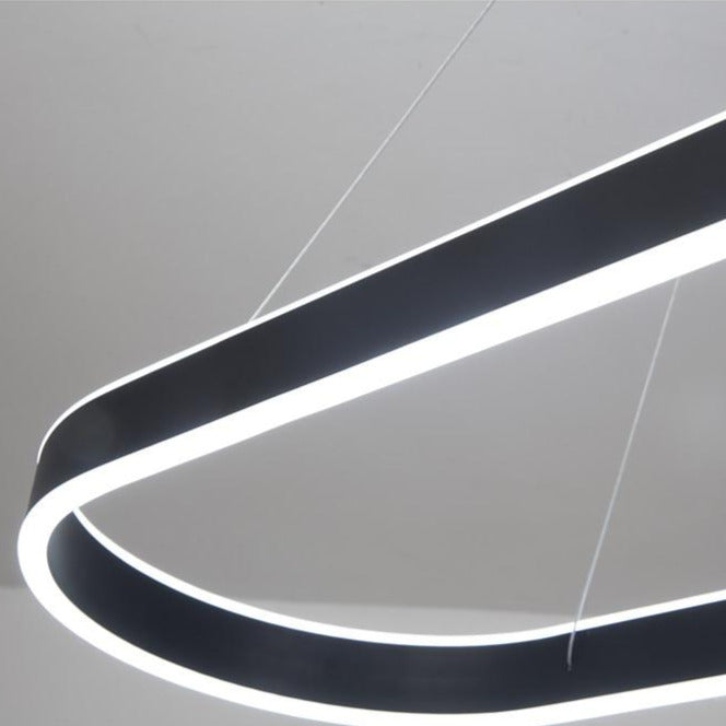 Modern Rounded Rectangle LED Pendant Light Dimmable Chandelier for Dining Room and Living Room