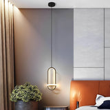 Modern Rounded Rectangle LED Pendant Light Fixture for Kitchen Island and Living Room