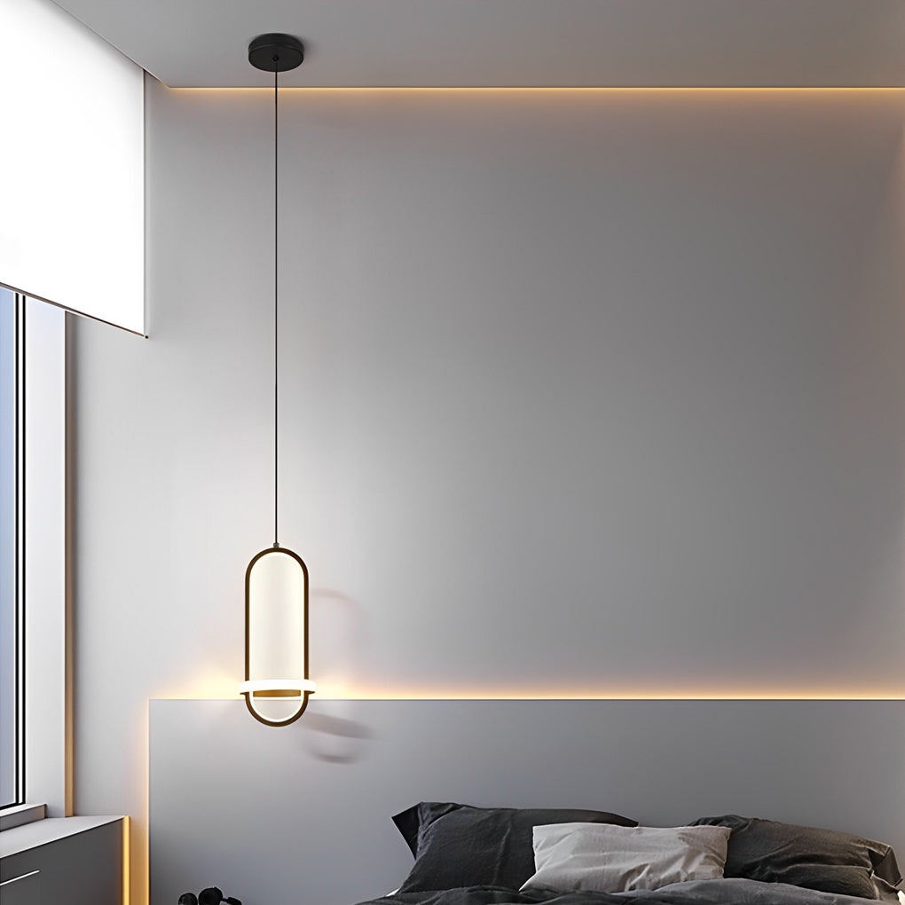 Modern Rounded Rectangle LED Pendant Light Fixture for Kitchen Island and Living Room