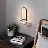 Modern Rounded Rectangle LED Pendant Light Fixture for Kitchen Island and Living Room