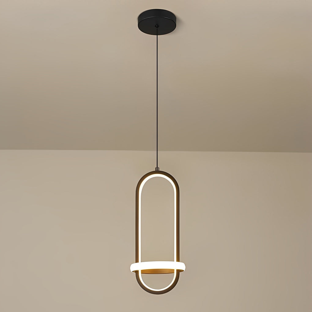 Modern Rounded Rectangle LED Pendant Light Fixture for Kitchen Island and Living Room