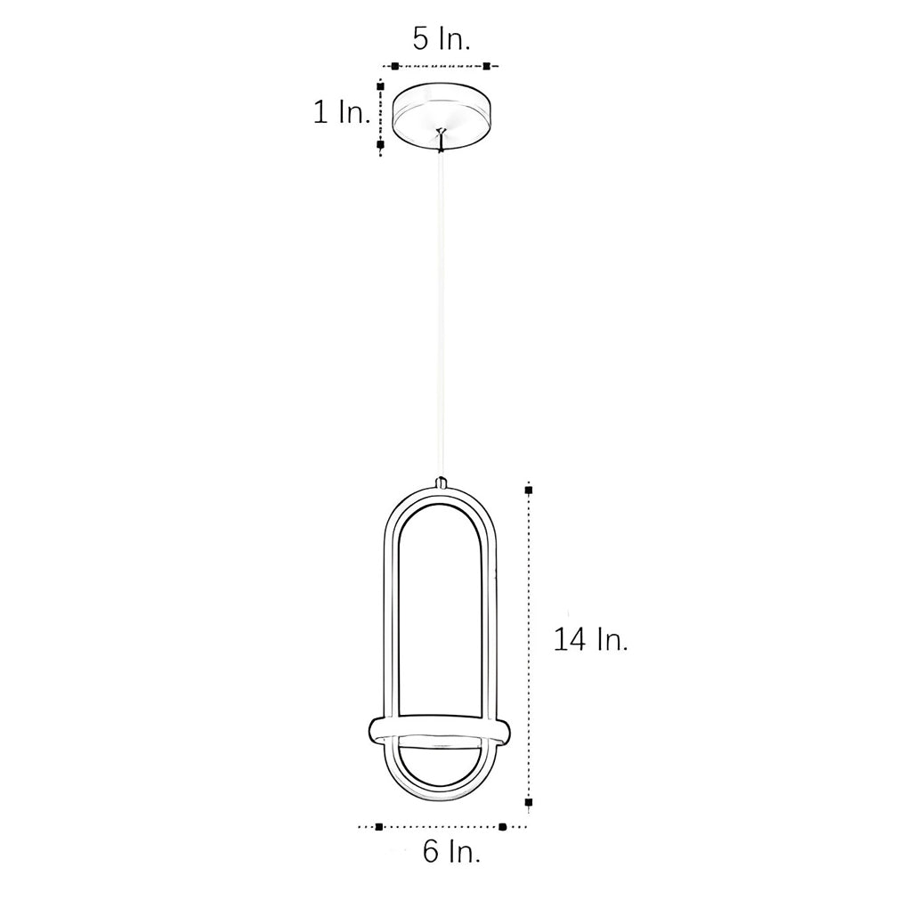 Modern Rounded Rectangle LED Pendant Light Fixture for Kitchen Island and Living Room