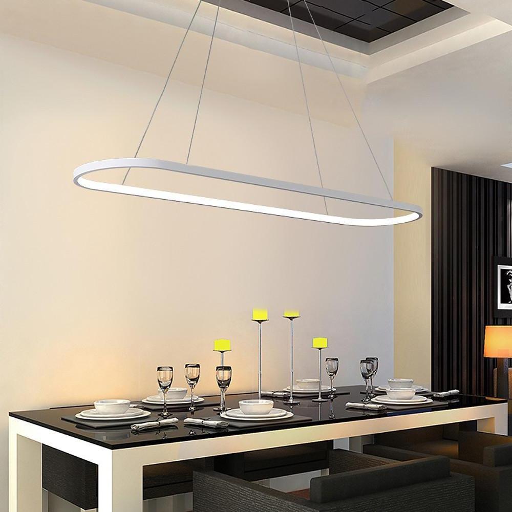 Modern Rounded Rectangle LED Pendant Light for Kitchen Island Acrylic Nordic Hanging Lamp
