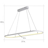 Modern Rounded Rectangle LED Pendant Light for Kitchen Island Acrylic Nordic Hanging Lamp