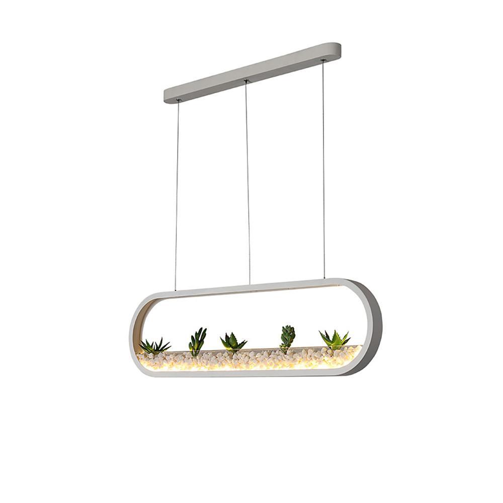 Modern Rounded Rectangular LED Pendant Light Fixture for Kitchen Island and Dining Room