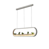 Modern Rounded Rectangular LED Pendant Light Fixture for Kitchen Island and Dining Room