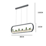 Modern Rounded Rectangular LED Pendant Light Fixture for Kitchen Island and Dining Room