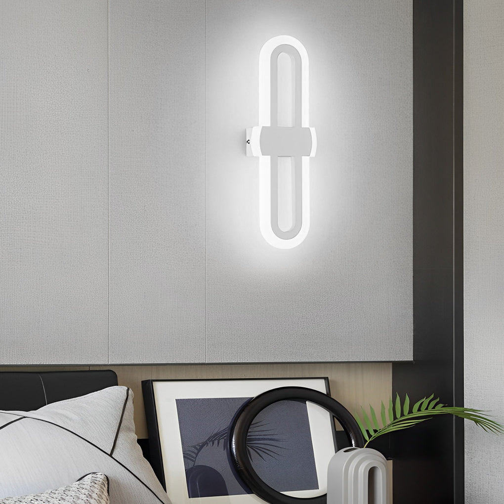 Modern Rounded Rectangular LED Wall Sconce Minimalist Iron Wall Light for Living Room and Bedroom