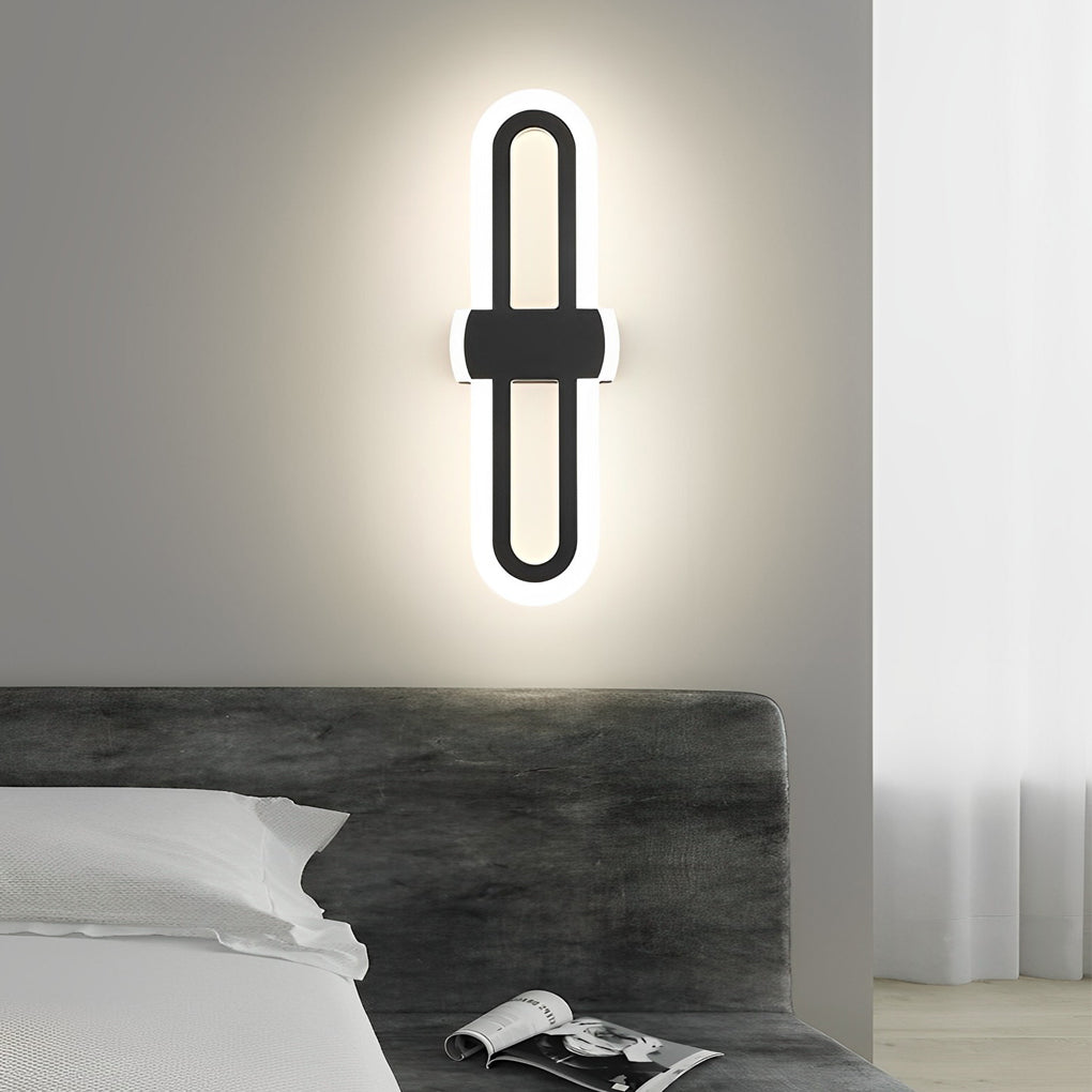 Modern Rounded Rectangular LED Wall Sconce Minimalist Iron Wall Light for Living Room and Bedroom