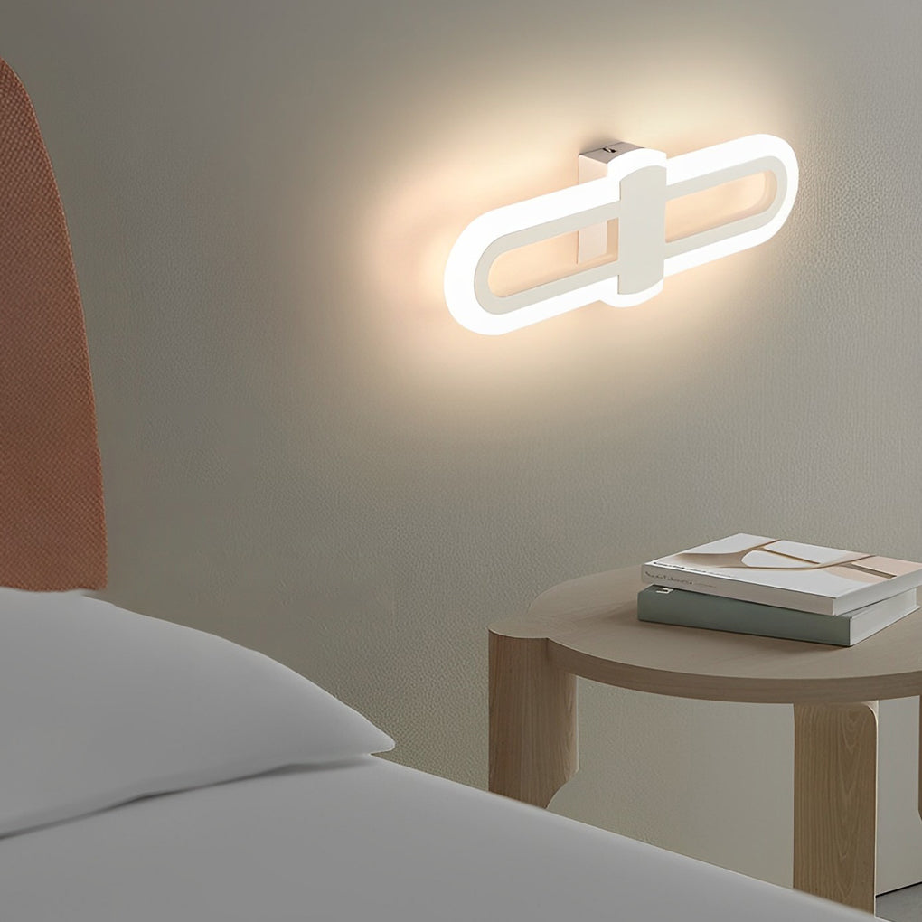 Modern Rounded Rectangular LED Wall Sconce Minimalist Iron Wall Light for Living Room and Bedroom