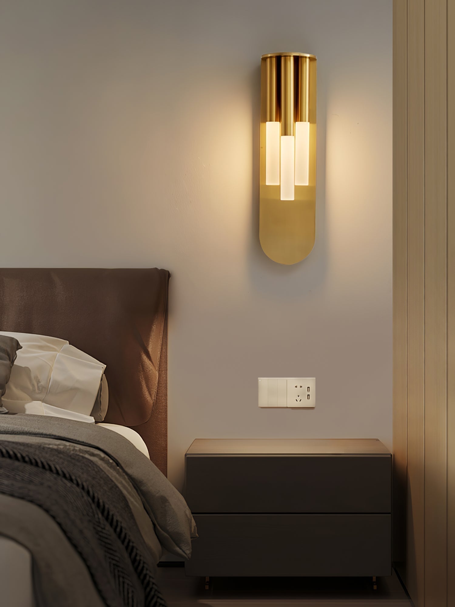 Modern Rousseau LED Wall Lamp Minimalist Indoor Sconce for Hallway and Living Room Gold Black Finish
