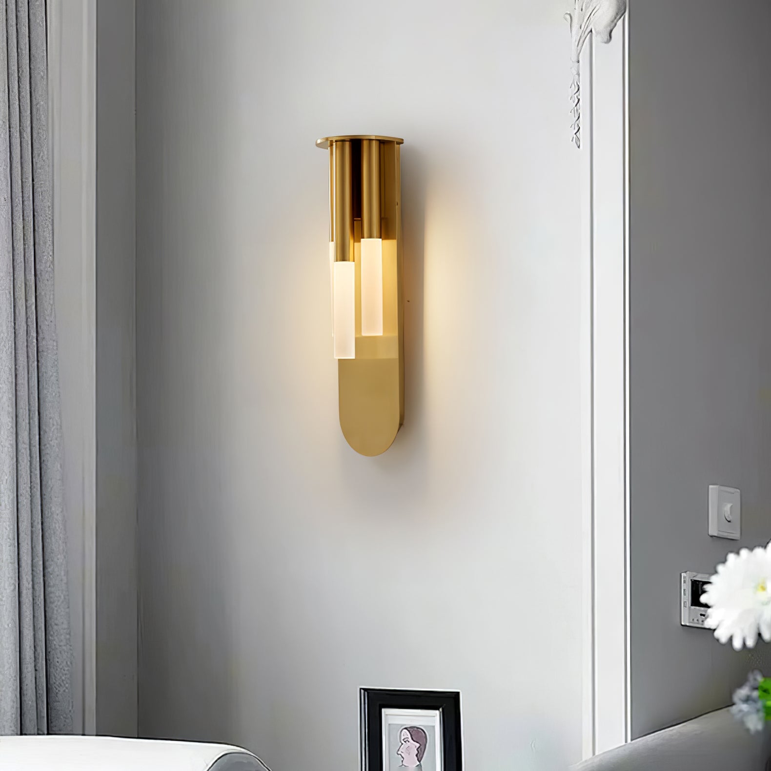 Modern Rousseau LED Wall Lamp Minimalist Indoor Sconce for Hallway and Living Room Gold Black Finish