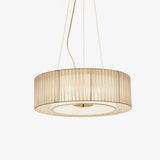 Modern Ruffle Pleated Fabric Pendant Light Japanese Style Beige Ceiling Hanging Lamp