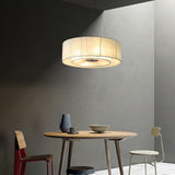 Modern Ruffle Pleated Fabric Pendant Light Japanese Style Beige Ceiling Hanging Lamp