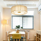 Modern Ruffle Pleated Fabric Pendant Light Japanese Style Beige Ceiling Hanging Lamp