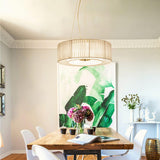 Modern Ruffle Pleated Fabric Pendant Light Japanese Style Beige Ceiling Hanging Lamp