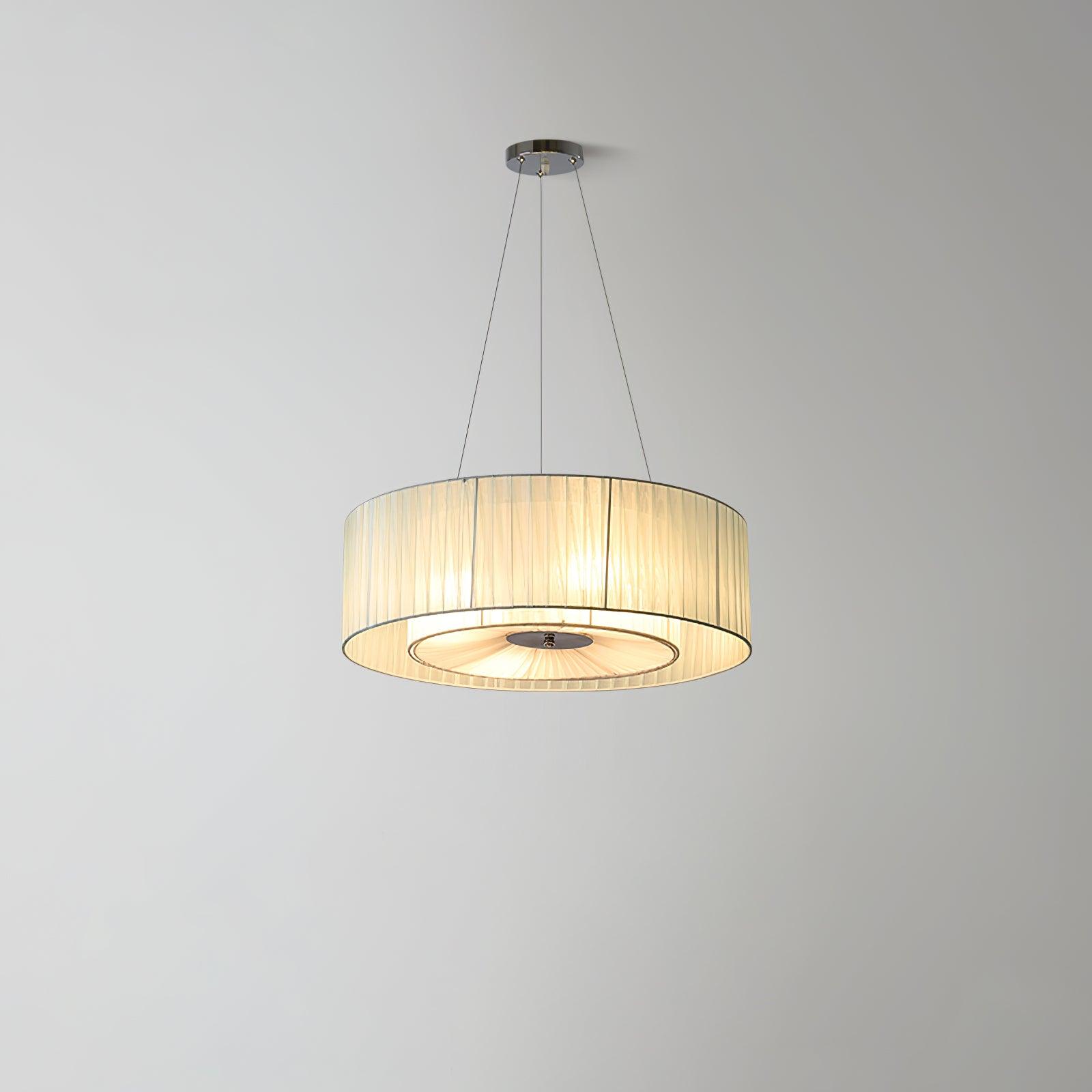 Modern Ruffle Pleated Fabric Pendant Light Japanese Style Beige Ceiling Hanging Lamp