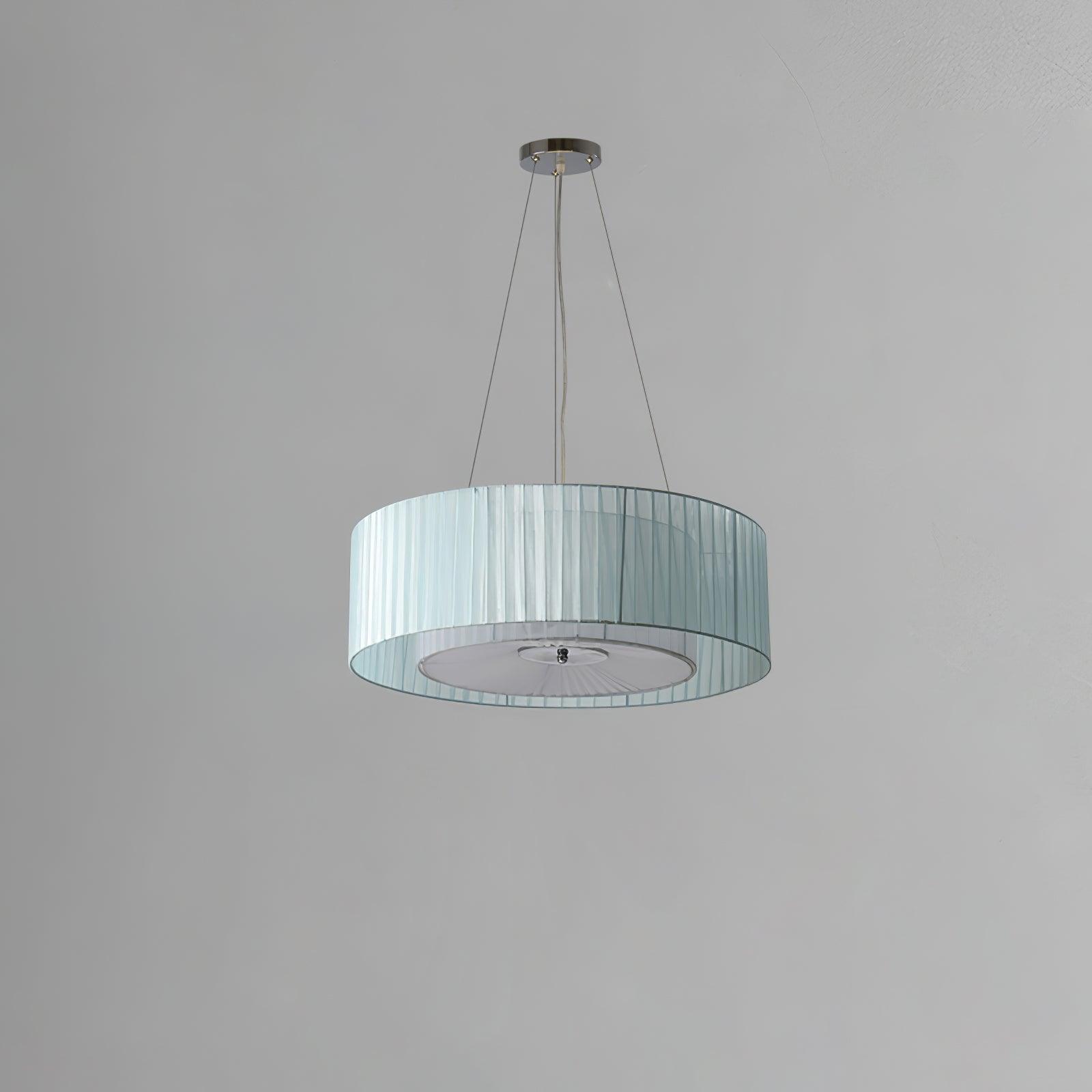 Modern Ruffle Pleated Fabric Pendant Light Japanese Style Beige Ceiling Hanging Lamp
