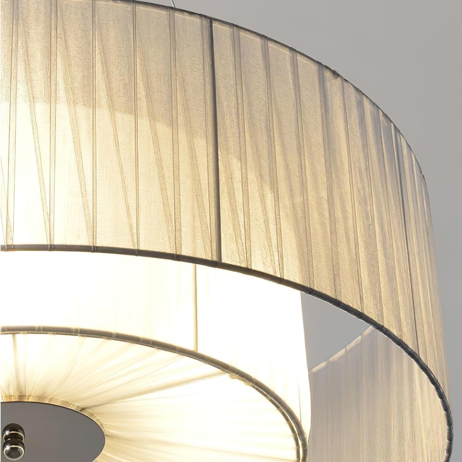Modern Ruffle Pleated Fabric Pendant Light Japanese Style Beige Ceiling Hanging Lamp