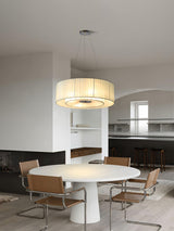 Modern Ruffle Pleated Fabric Pendant Light Japanese Style Beige Ceiling Hanging Lamp