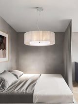 Modern Ruffle Pleated Fabric Pendant Light Japanese Style Beige Ceiling Hanging Lamp