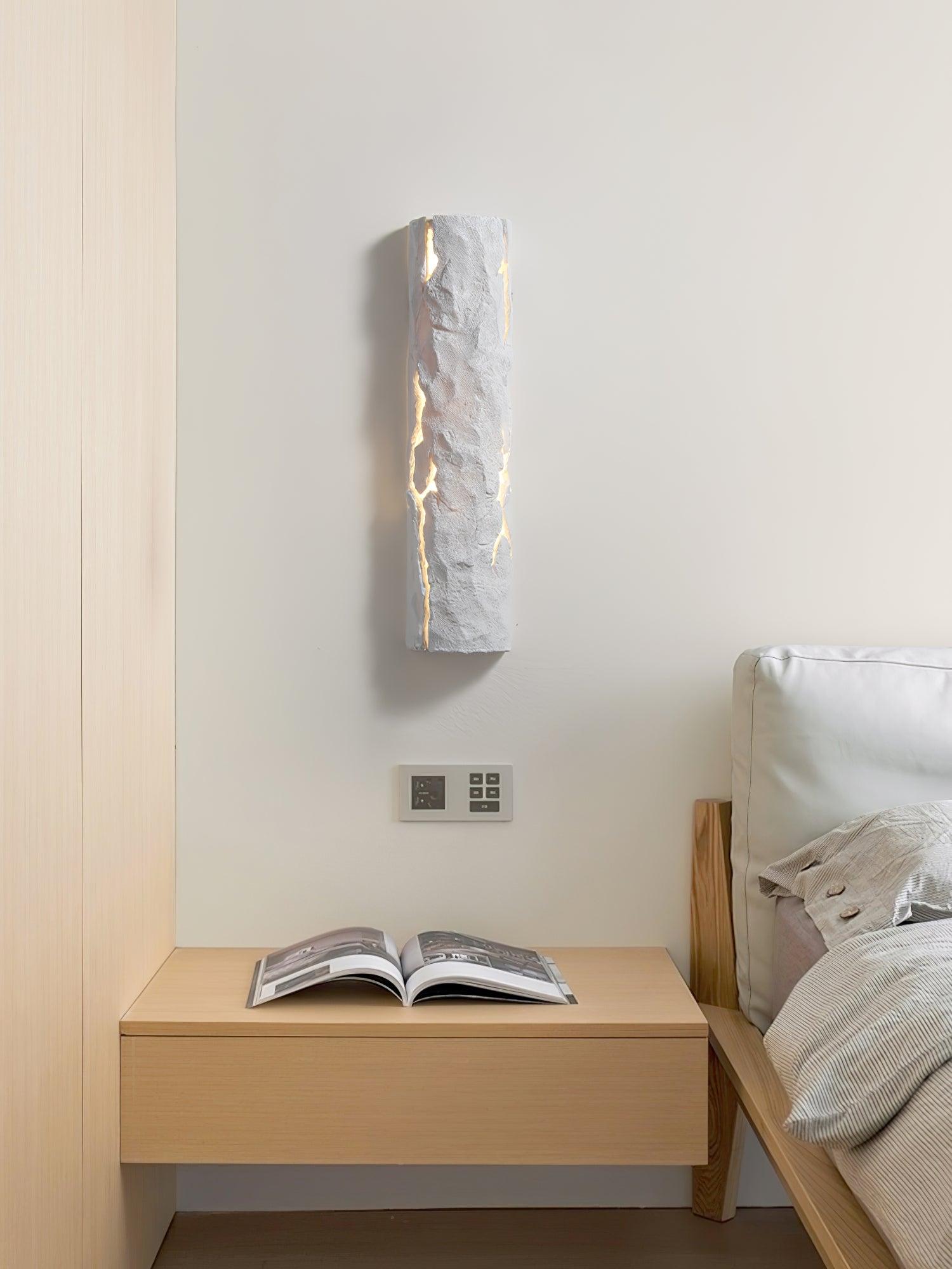 Modern Rustic Bark Textured LED Wall Sconce Resin Interior Bracket Light