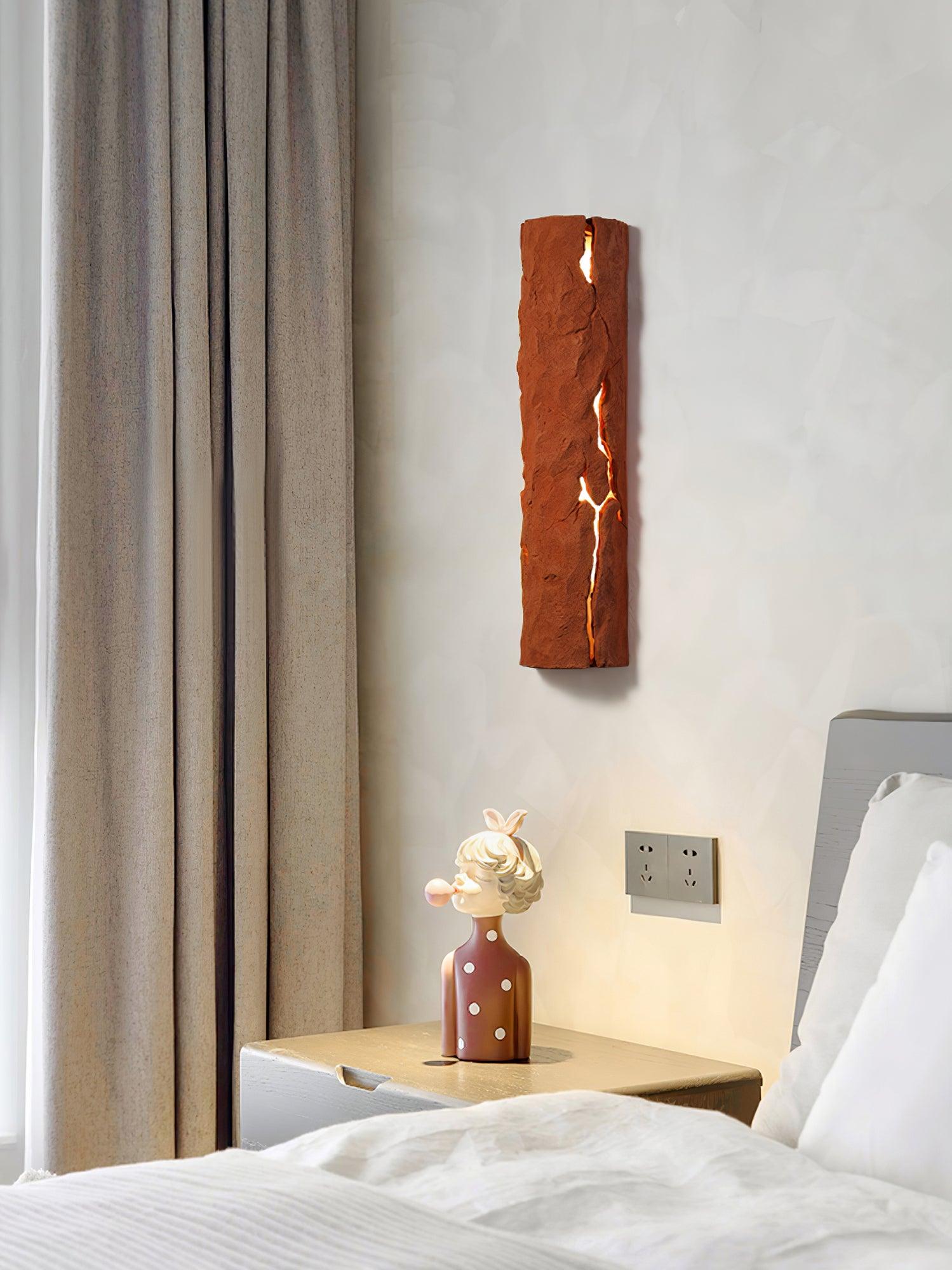 Modern Rustic Bark Textured LED Wall Sconce Resin Interior Bracket Light