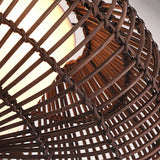 Modern Rustic Dark Brown Bamboo Round Pendant Light for Kitchen Island and Dining Room Lighting