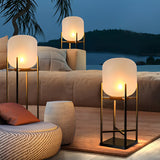 Modern Rustic LED Lantern Outdoor Floor Lamp IP65 Waterproof Solar and Hardwired Garden Light