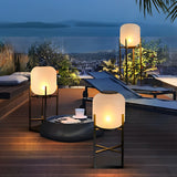 Modern Rustic LED Lantern Outdoor Floor Lamp IP65 Waterproof Solar and Hardwired Garden Light
