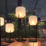 Modern Rustic LED Lantern Outdoor Floor Lamp IP65 Waterproof Solar and Hardwired Garden Light