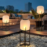 Modern Rustic LED Lantern Outdoor Floor Lamp IP65 Waterproof Solar and Hardwired Garden Light