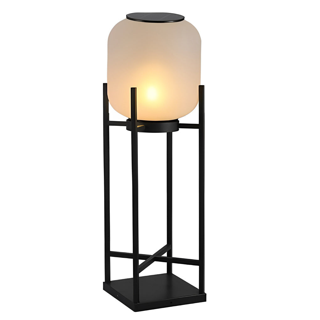 Modern Rustic LED Lantern Outdoor Floor Lamp IP65 Waterproof Solar and Hardwired Garden Light