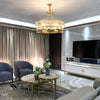 Modern Rustic Round Crystal Chandelier with Three Step Dimming Metal Frame for Living Room