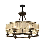 Modern Rustic Round Crystal Chandelier with Three Step Dimming Metal Frame for Living Room