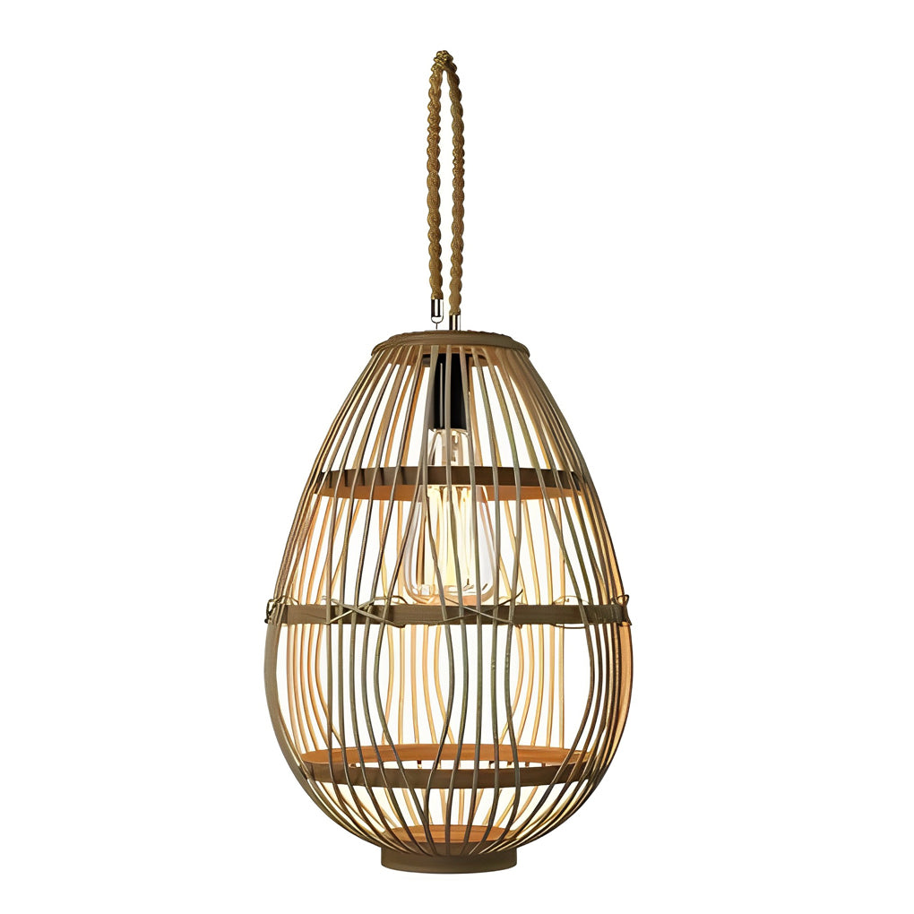 Modern Rustic Wood and Rattan Solar Garden Lantern Waterproof LED Portable Lawn Light